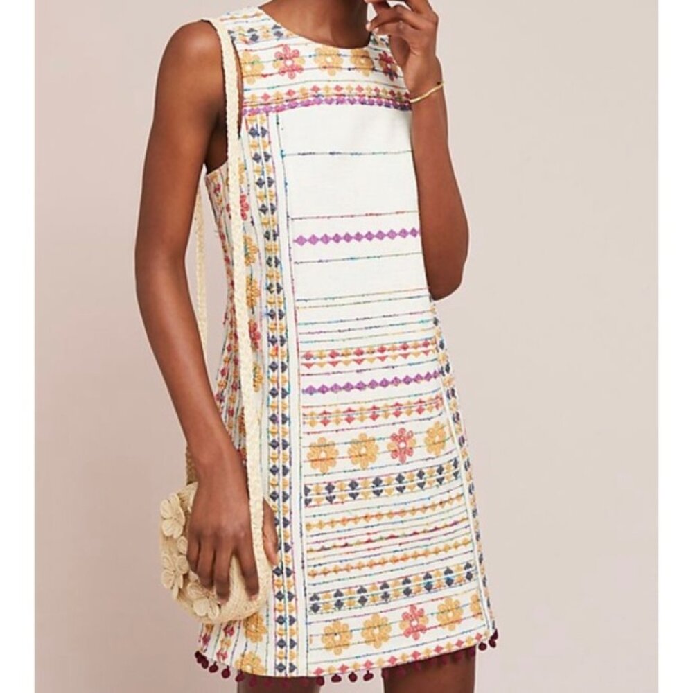 Anthropologie Akemi+Kin Prudence Embroidered Shift Mini Dress